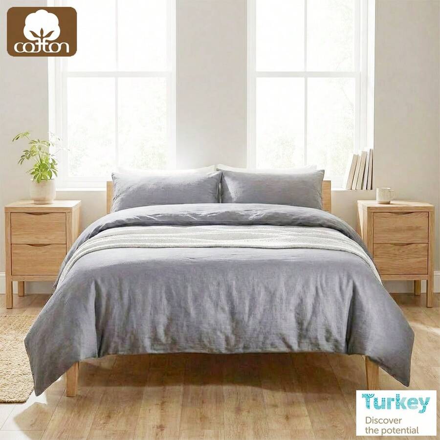 CAQQA 3-teiliges Bettwäscheset aus türkischer Baumwolle | Bettbezug und Kissenbezug, moderne Bettwäsche fürs Schlafzimmer, 135 x 200 cm, 150 x 200 cm, 200 x 200 cm, 200 x 220 cm, 220 x 240 cm