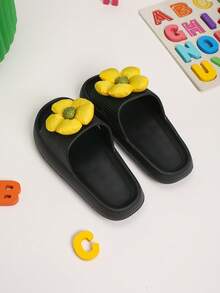 1 Pair Women's Casual Plant Vacation Thong Slippers, Outdoor Party Home Summer Thick Soft DIY Breathable Flip Flops - Black - View 5