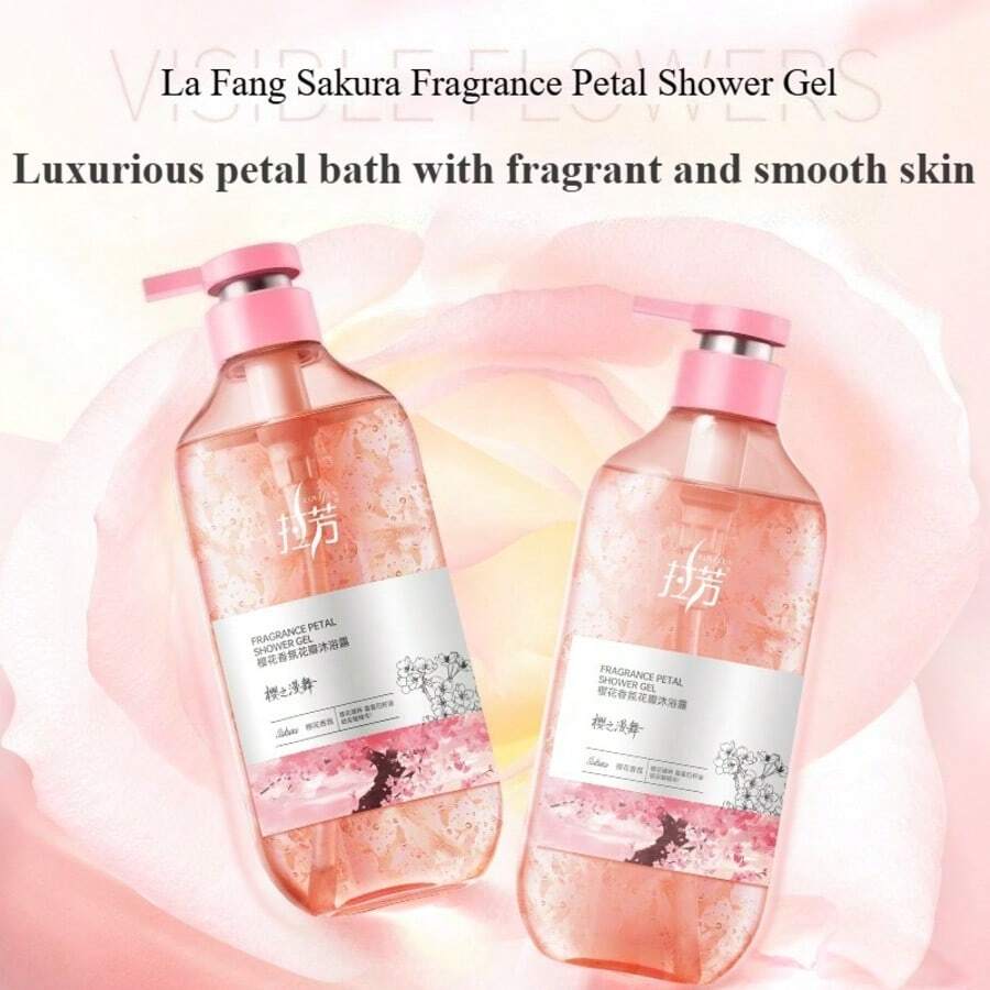 LoveFun 樱花沐浴露 430克+70克 | 沉浸式花香沐浴，持久留香 | 便捷泡沫，温和清洁 | 男女通用