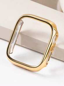 1pc Watch Case, 2026 New Global Product Watch Protective Shell, Made Of PC Hard Material And Electroplated Golden Hollow Frame, Hard Material Electroplated Gold Hollow Frame Protective Frame Compatible With Apple Watch Watch Ultra 3 2 1 S11 S10 SE S9 S8 S7 S6 S5 S4 S3 S2 S1 Series For Girls Boy And Girl, 38MM/40MM/41mm42MM/44MM/45MM/46MM/49mm SmartWatch Protective Cover Compatible With Series 11/10/9/8/7/6/5/4/3/2/1E Ultra/Ultra 2/3/SE - Gold - View 3