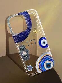 1pc Unique Blue Eye Shell Blue Gold Texture Pattern Phone Case, Thick Transpart Protective Cover Compatible With A05, A05S, A13, A14, A15, A53, A54, A55, A56, S22, S23, S24, S25, 11, 12, 13, 14, 15, 16 Pro Max.Christmas Accessories.Pink Phone Case Fall New Year Mobile Phone Case Cover 17 Pro Max Family Cover De 17 Pro Max Case Cute Phone Cases Fundas 17 Pro Case 16 Pro Max Case - 多色 2 - 查看 2