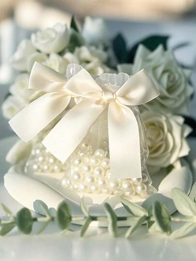 30/10pcs Organza Bags With Bow, Transparent Organza Gift Bags With Ribbon And Bow, Elegant Chiffon Gift Pouches, 3.9x4.7 Inch Jewelry Bags, Wedding Favor Bags, Bachelorette Party Gifts, Bridal Shower Favors