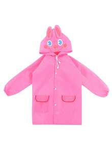 1pc Cute Cartoon Hooded Raincoat, Suitable For Boys And Girls, Needed For In The Rain, Back To School, First Day Of School - Multicolor - View 4