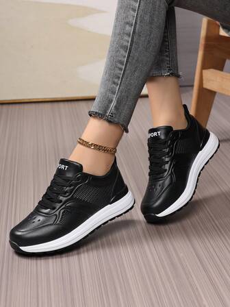 2026新款多功能轻便厚底真皮女鞋，黑色坡跟厚底休闲鞋，圆头系带运动鞋，休闲运动鞋，黑色运动鞋，公路跑鞋，黑色厚底鞋，简约情侣系带旅行鞋，厚底运动鞋，厚底坡跟运动鞋，厚底旅行鞋，女鞋，休闲学院风女鞋