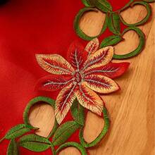 AMARED Christmas Embroidered Table Runner Cutwork Green Leaves Holiday Table Linens for Christmas Decorations 15x69 Inch - Rojo - Ver 7