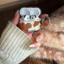 1 Capa Transparente Marrom Geométrica com Estrela Colorida e Desenho de Coração, Compatível com Capa para Apple AirPodsPro3/AirPods3/AirPods2/AirPodsPro/Pro2/AirPods4/AirPods3