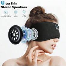 MUSICOZY Auriculares para dormir con Bluetooth máscara de dormir 3D inalámbrica para música para dormir con diadema máscara de ojos para dormir de lado hombres y mujeres - Negro - - Ver 4