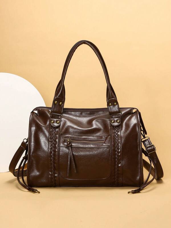 2025 New Women's Bag, Y2K Retro Motorcycle Bag, Soft Leather Large Capacity Tote Bag, Dystopian Style Shoulder Bag, Women's Crossbody Bag, Super Soft Fabric