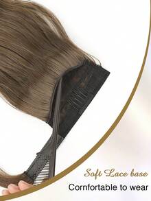 nimoki Extensie de coadă de cal din fibră sintetică ondulată, rezistentă la căldură, 45 cm, cu cârlig și buclă, purtare zilnică, maro