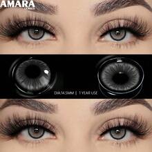 عدسات لاصقة رمادية AMARA، مظهر طبيعي، عدسات لاصقة زرقاء، عدسات لاصقة رمادية، عدسات لاصقة بنية، عدسات لاصقة لحفلة عيد الميلاد - رمادي ماسي - مشاهدة 5