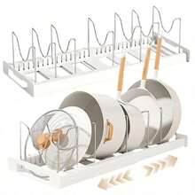 Expandable Pot And Pan Organizer Rack - 7 Stainless Steel Adjustable Dividers For Kitchen Cabinet Organizer & Storage, Durable And Rust Resistant - Nhiều màu - Xem 8