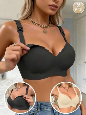 2 Pcs Pregnant And Postpartum Nursing Bra For Women, Lifting Without Steel Ring, Anti Sagging Front Opening Bra