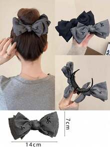 1pc High Ponytail Bun Claw Clip, Solid Color Butterfly Elegant Polyester (Polyester) Acrylic Hair Claw Clip Hair Accessories Women Hair Clips Fashion Hair Clutch Casual Hair Jaw Clip