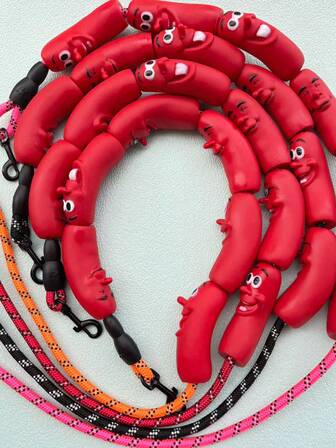 1pc Multi-Color Braided Rope Dog Leash, Unique Design Pet Lead For Small, Medium And Large Dogs Outdoor Walking And Training, Foam Non-Slip Handle Chain, Durable Dog Leash, Pet Supplies, Dog Accessories, Random Face, Happy Dog