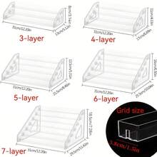 1pc Multi-Layer Clear Acrylic Display Stand, 3-7 Tier Stepped Cupboard Organizer & Storage Rack For Nail Polish, Perfume, Figures & Collectibles, Stable Base, Easy Assembly - Transparent Color - View 1
