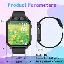 这款 2026 年新款儿童智能手表内置 18 款趣味游戏，配备 1.83 英寸触摸屏、300mAh 电池、超低功耗芯片，以及计步器、相机、手电筒、闹钟、日历、步数计数器、计算器和秒表等功能。 - 彩色 - 查看 12