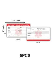 5pcs/Set Medical Alert Wallet Cards - Emergency Contact & Medical Info ID Cards, Quick Access And Assurance, Information Card, Emergency Medical Identity - Multicolor - View 2