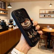 Cubierta de teléfono con diseño de sombrero mexicano negro con estampado de sombreros y cactus para uso diario en cafeterías,Aplicable a los teléfonos de la serie Apple y Galaxy - Café integral - Ver 6