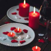 Velas de Té Pequeñas de Cera Natural - Pack de 100 Velas Sin Humo e Inodoras - Duración de 4 Horas - Luz Cálida y Relajante - Ideales para Meditación, Bodas, Cenas Navideñas y Ambientación ()(Rojo) - Multicolor - Ver 6