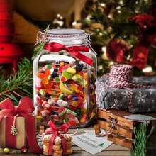 2 Pack 1 Gallon Square Super Wide-Mouth Glass Jars with Airtight Lids - Glass Storage Jars with 2 Measurement Mark - Canning Jars with Large Capacity Sturdy For Canning Overnight Oats 4200 ML - Claro - Ver 4