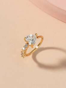 1个时尚优雅简约锆石心形鼻环 - 金黃色 - 查看 2