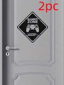 1-2pcs Black Gaming Decor Sticker Home Decor Gamer Area Door Sticker Gamer Wall Sticker,Waterproof Decal Stickers,PVC Stickers,Easy To Paste And Remove,For Home Decoration,Bathroom Decoration,Room Stuff,Living Room Decor,Game Rooms Decor,Lounge Decor,And Other Areas Decor - Black - View 7