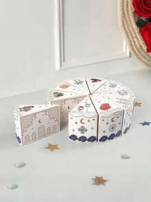 10个装斋月三角礼盒，带丝带，星月图案设计，派对礼品包装盒，适用于斋月装饰、派对礼品、节日派对、生日和庆祝活动 - 彩色 - 查看 7