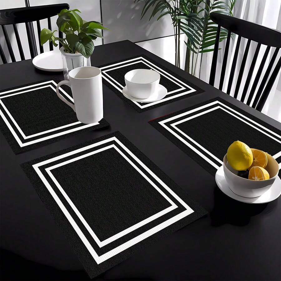 Set Of 1/4/6 - Modern Minimalist Textured Pattern Placemats, For Protecting Dining Surfaces, Kitchen Placemats, European-Style Home Decor Kitchen Placemats, Home Decoration Placemats. - Placemat - View 1
