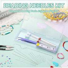 GarfxG - Juego de agujas de abalorio 50 agujas de abalorio de semillas rectas 10 agujas plegables de abalorio de ojos grandes con agujas curvadas para hacer joyas bordado de abalorio y - pago - Ver 3
