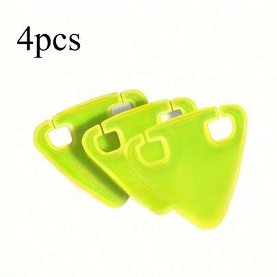 反射式安全ペンダント 4個セット - ネオングリーン、ライムグリーン、レッド、イエローグリーントライアングルステッカー、夜間サイクリング、ロード/マウンテン/シティバイクに適しています、簡単に剥がして貼れる粘着性、リアラックやフレームアクセサリーに取り付け可能