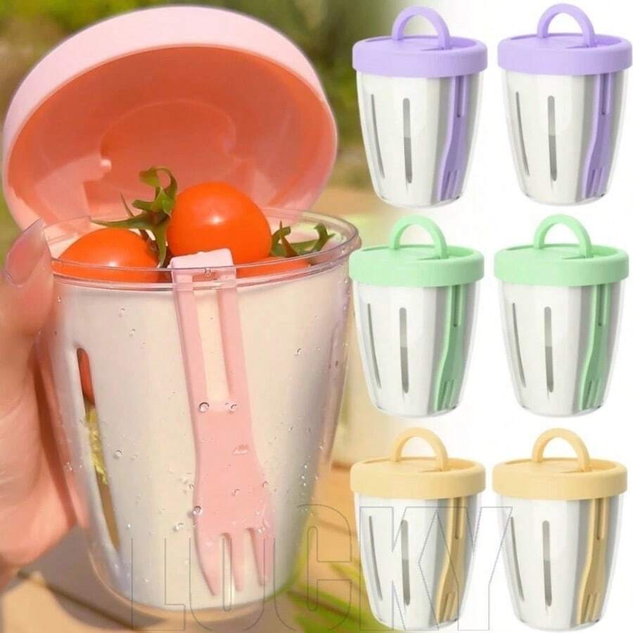 Double Layer Draining Salad Cup - Fruit Food Storage Containers - Beverage Cleaning Box - NỮ TÍNH - Xem 1