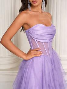 Đầm cocktail đuôi cá kiểu Pháp màu đen lưới nhẹ, đầm công chúa cúp ngực thanh lịch cho tiệc sinh nhật, quyến rũ và gợi cảm cho đám cưới mùa xuân. - Màu tím - Xem 5