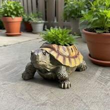 1 Realistic Turtle Succulent Plant Flowerpot - With Black Turtle Head, Indoor And Outdoor Gardening Decoration, With Drainage Holes, Durable Resin Material, Suitable For Balconies, Terraces And Courtyards - Perfect Gift For Creative Plant Enthusiasts, Courtyard Decorations, Balcony Decorations, Retro Design, Artistic Decoration, High-Quality Surface Treatment, Handmade Pottery, Decoration Enthusiasts - Chậu cây hình rùa - Màu vàng - Xem 8