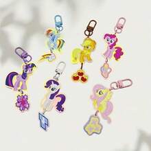 My Little Pony Creative Acrylic Keychain For Backpacks - Fluttershy Rarity Twilight Sparkle Pinkie Pie - Adorable Accessory Compact And Cute, Pairs Perfectly With Any Bag Or Backpack Accessory. Ideal For School And Office Use. The Perfect Gift For Young People On Birthdays, Christmas, And Back-To-School Season. Suitable For Birthday Celebrations, Ideal As A Friend Gift, Or Commemorative Present. - Multicolor - View 4