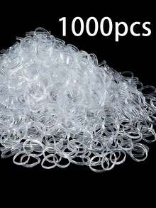 50条/100条/500条/1000条装一次性时尚休闲弹力橡皮筋，加粗1.5厘米/0.6英寸透明发圈，适用于日常化妆、通勤、运动、扎马尾辫等场合，可作发饰、发圈、健身运动服、发绳等。