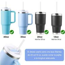 6 Popotes Reutilizables 12.13in para  Termo 40 oz Popotes de Plástico + 2 Cepillos de Limpieza popotes para Termos Grandes(14 a 40 oz) en Casa Oficina Viajes - Transparente - Ver 5