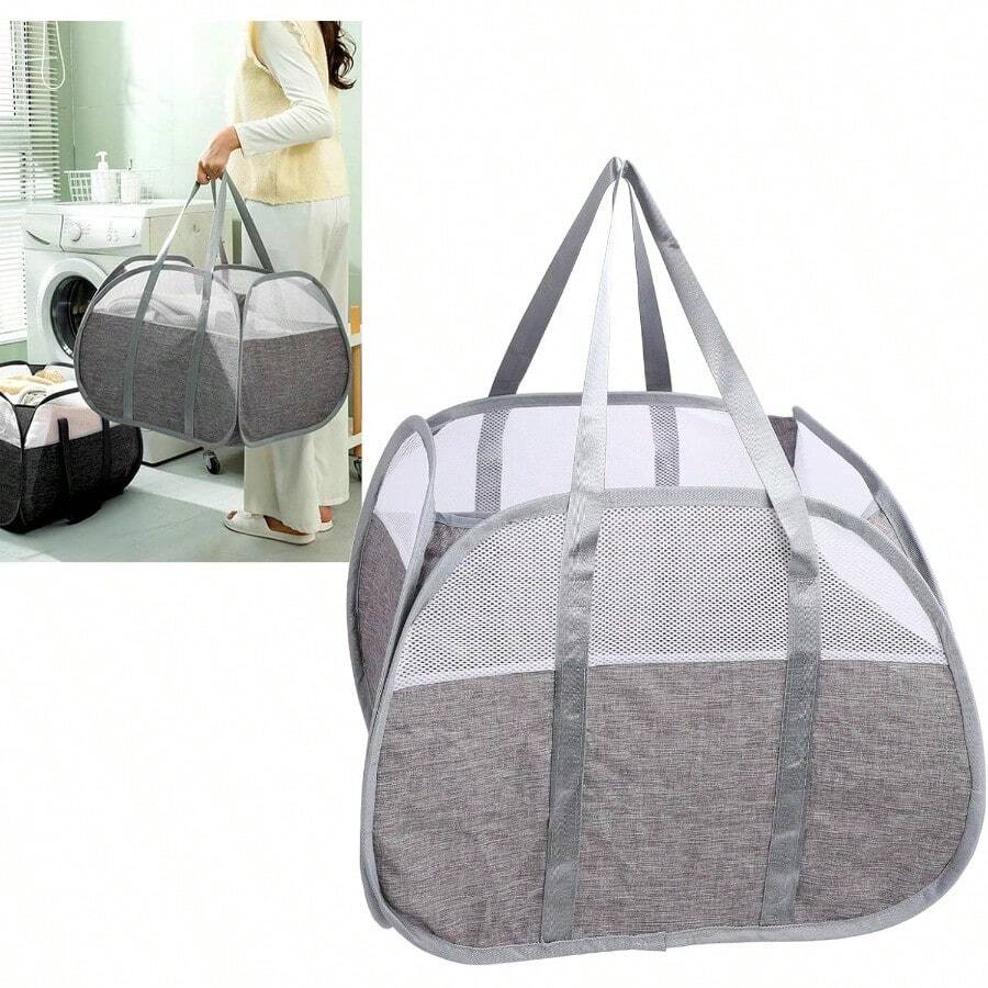 CYPNCesta Plegable para Lavandería 90L - Tela Oxford Gruesa con Asas Resistentes Ideal para Ropa Juguetes y Artículos DiversosFashion - Gris - Ver 1