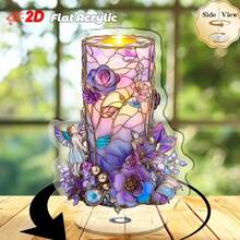Multi-Functional Purple Prayer Candle Decoration – Perfect For Tabletop Display On Valentine's Day, Ramadan, New Year And Other Festivals, Ideal Holiday Gift, 2D Flat Acrylic Multi-Use Home Decor - Multicolor - View 19