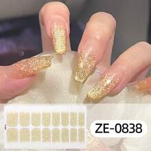 自粘渐变法式洋葱粉闪粉美甲贴纸，防水美甲贴花 - 彩色 - 查看 15