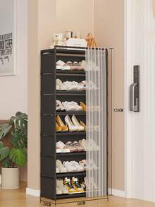 这款节省空间的8/7/6/5层门式鞋柜配有防尘帘，是节日送礼的理想之选。它适用于各种场所，例如家庭、酒店、宿舍、客厅、阳台、玄关等。这款鞋柜易于拆装，不占用太多空间，大容量设计有效收纳整理家用鞋子。 - 彩色 - 查看 3