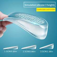 1 Pair Comfortable Invisible Height Increasing Insoles - Breathable, Shock-Absorbing Half Size Inserts, Suitable For Men And Women, Heel Pad, Heel Cushion, Increase Height 1.5-3.5 Cm/0.59-1.38 Inches, Unisex, Elastic Support, Heel Lift, Women's Day, Travel Essentials, Wedding Favors, Y2k, Bedroom, Car Accessories Women, Kitchen Decor,Cute Stuff - Multicolor - View 4
