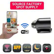 2pcs Mini WIFI Smart Security Camera, Home Video Monitoring Device, Support TF Card For Video Playback, Clear Shooting And Recording, With Stand, Monitoring Camera, WIFI Connection, Can Be Controlled And Viewed Via Mobile App, Suitable For Indoor Use In Living Room, Bedroom, Office, Car, Can Be Used As Christmas Gift