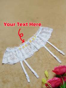 1pc Customized Crystal Letter Name Garter Belt, Sexy Lace Garter Belt, Personalized Text & Numeric Custom Garter Belt, Costume Accessory For Parties, Festivals, Birthdays, Anniversaries, Gifts For Friends, Lovers, Wives