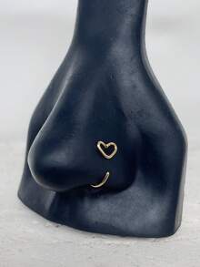 1件/2件装不锈钢心形鼻钉耳环唇环鼻环穿刺饰品，夏季配饰 - Heart shape - 查看 11