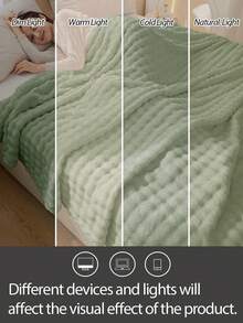 超柔软仿毛皮毯 - 可机洗，四季皆宜，适用于卧室、办公室或户外，低致敏性，防污，舒适的户外毯 | 蓬松毯 | 涤纶材质，温暖舒适 - 綠色 - 查看 6