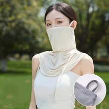 Summer Solid Color Unisex Sun Protection Mask Breathable Ice Silk Mask Hat Sun Protection And Cool Long Multifunctional Fashion Full Face Hat Men And Women Halloween Applicable Mask Neck Protection 2025 Balaclava Suitable For Cycling And Fishing. - 灰色 - 查看 5