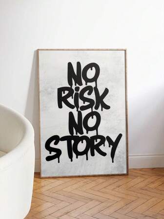1PC Frameless "No Adventure, No Story" Graffiti-Style Canvas Wall Art-Light-Colored Background Highlights Bold Black Lettering, Perfectly Suited For Home, Office, Dormitory Decor, And Wall Accents.