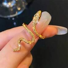 1pc Adjustable Y2K Elegance Snake Ring With Shiny Rhinestones - Perfect Accessory For Festivals, Parties And Everyday Glamour! - 樣式 1 - 查看 3