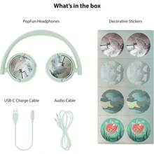 BuddyPhones POP Fun - Auriculares Bluetooth limitadores de volumen para s modo de escucha SafeAudio 85/94 dB 24 horas de duración de la batería auriculares plegables inalámbricos en la oreja - Niños de todas las edades + Verde - Ver 5
