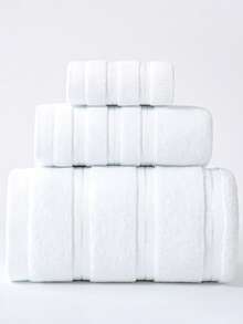 1pc/3pcs Set Modern Minimalist Solid Stripe Cotton Bath Towel | Super Soft, Highly Absorbent, Quick Drying Sauna Towel, Non-Shedding, Lightweight, Available Size: 34x75cm Bath Towel/70x140cm Bath Towel/34x34cm Face Towel, Durable Bathroom Essentials, Couples Gift